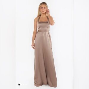 Show Me Your Mumu Hazel Halter Maxi Dress ~ Dune Luxe Satin
